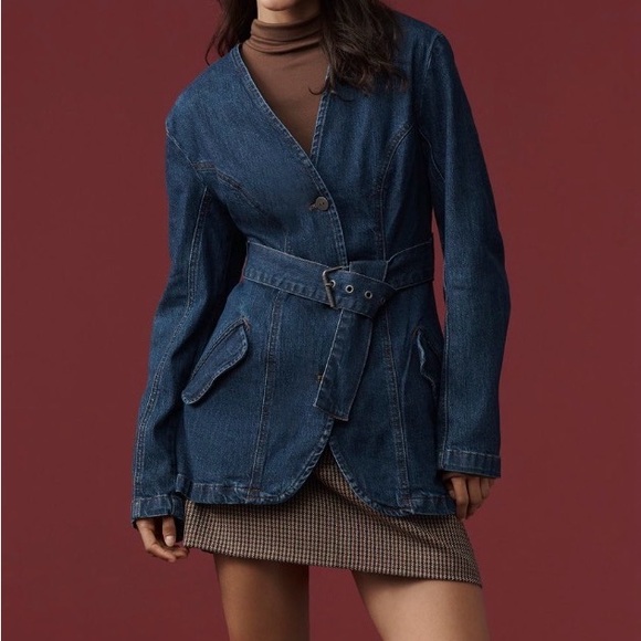 Anthropologie Jackets & Blazers - Anthropologie Women's Denim Belted Jacket